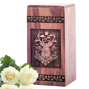 Handcrafted Deer Wooden Memorial Urn for Ashes