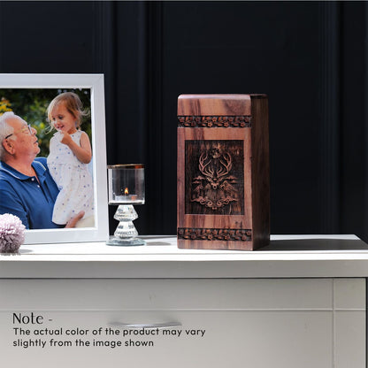 Deer Wooden Memorial Urn for Adult Ashes Keepsake