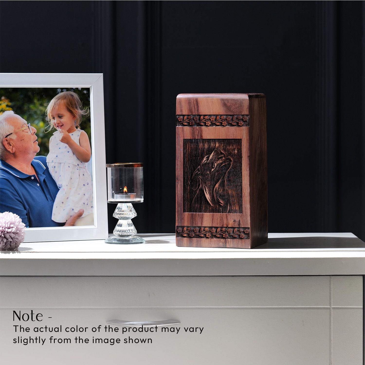 Handmade Wooden Dog Urn Memorial Keepsake for Pets