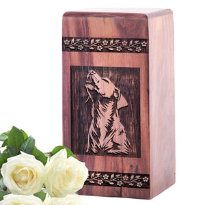 Handcrafted Wooden Dog Urn Box Ashes Keepsake