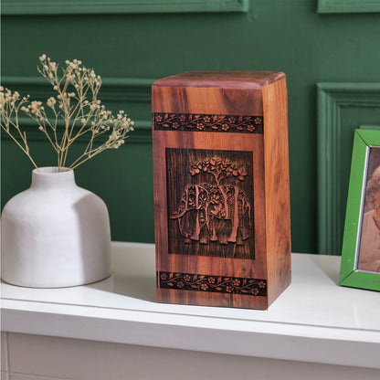 Elephant Urn Size 14 Inch 14”(H) x 7.5”(W) x 7.5”(L)