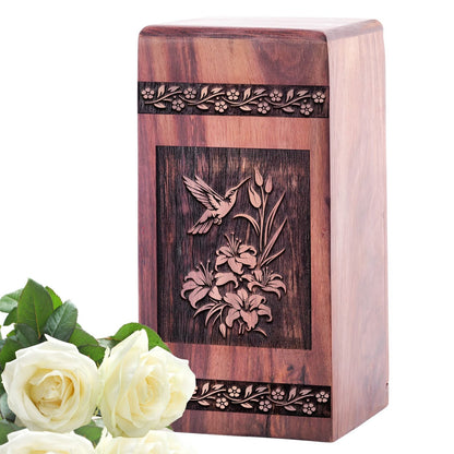 Hummingbird Wooden Urn for Human Ashes Memorial Box