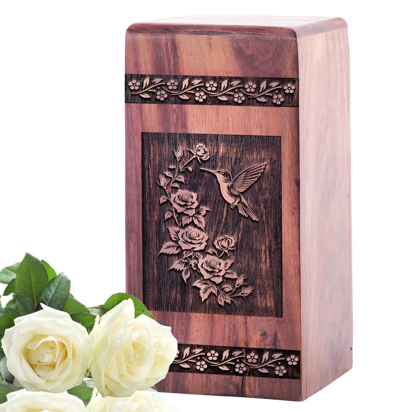 Hummingbird Wooden Cremation Urn for Ashes – Memorial Keepsake Urn