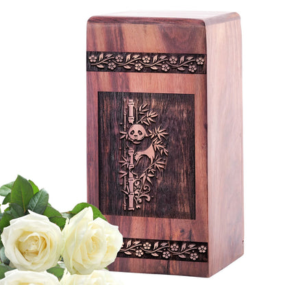 Handmade Panda Memorial Wooden Urn for Ashes Keepsake Small urn