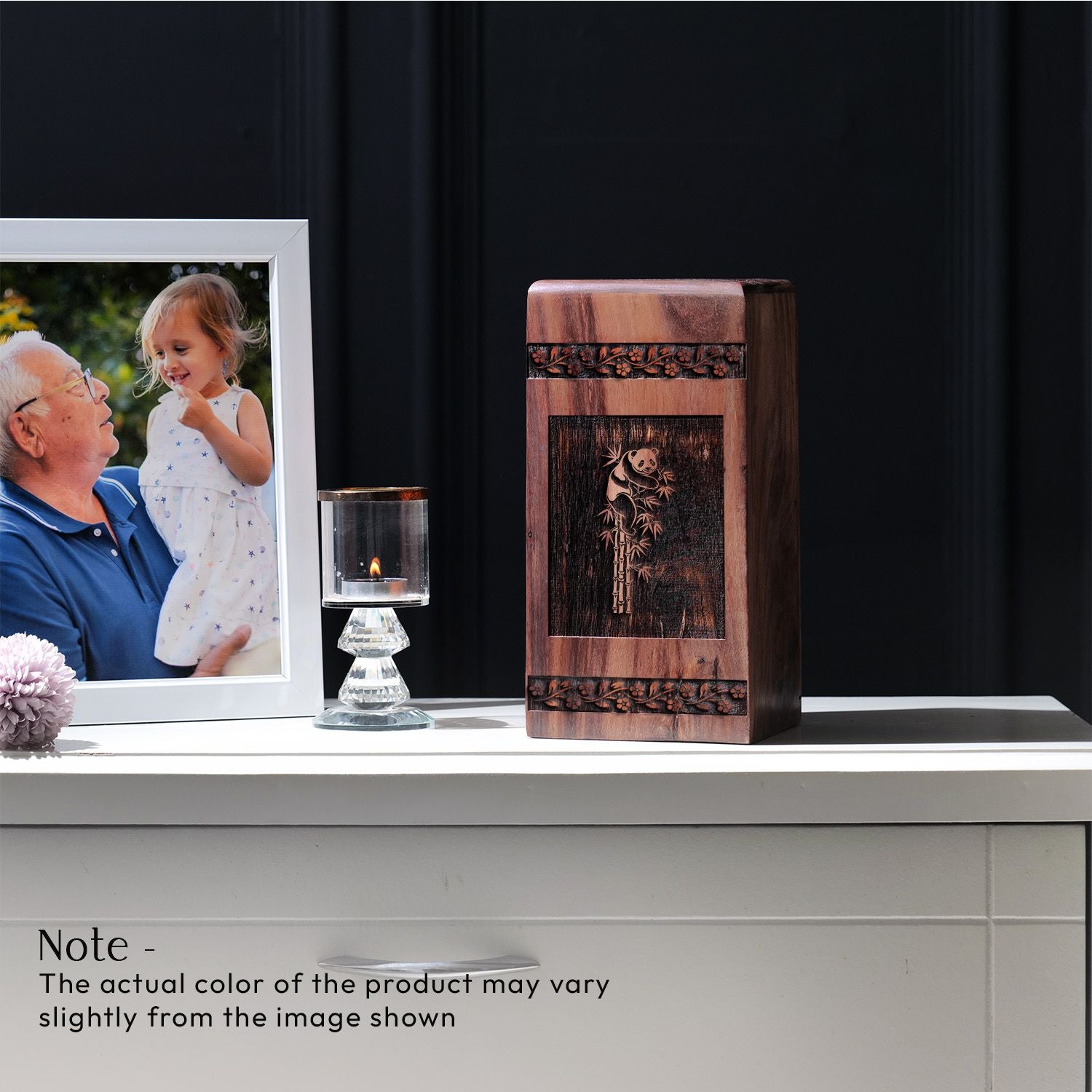 Large Panda Wooden Urn for Ashes – Handmade Memorial keepsake