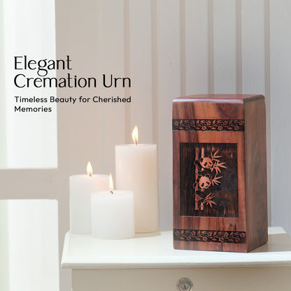 Panda Wooden Cremation Urn for Ashes – Memorial Box