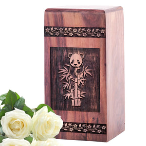 Handmade Panda Memorial Wooden Urn for Ashes Keepsake