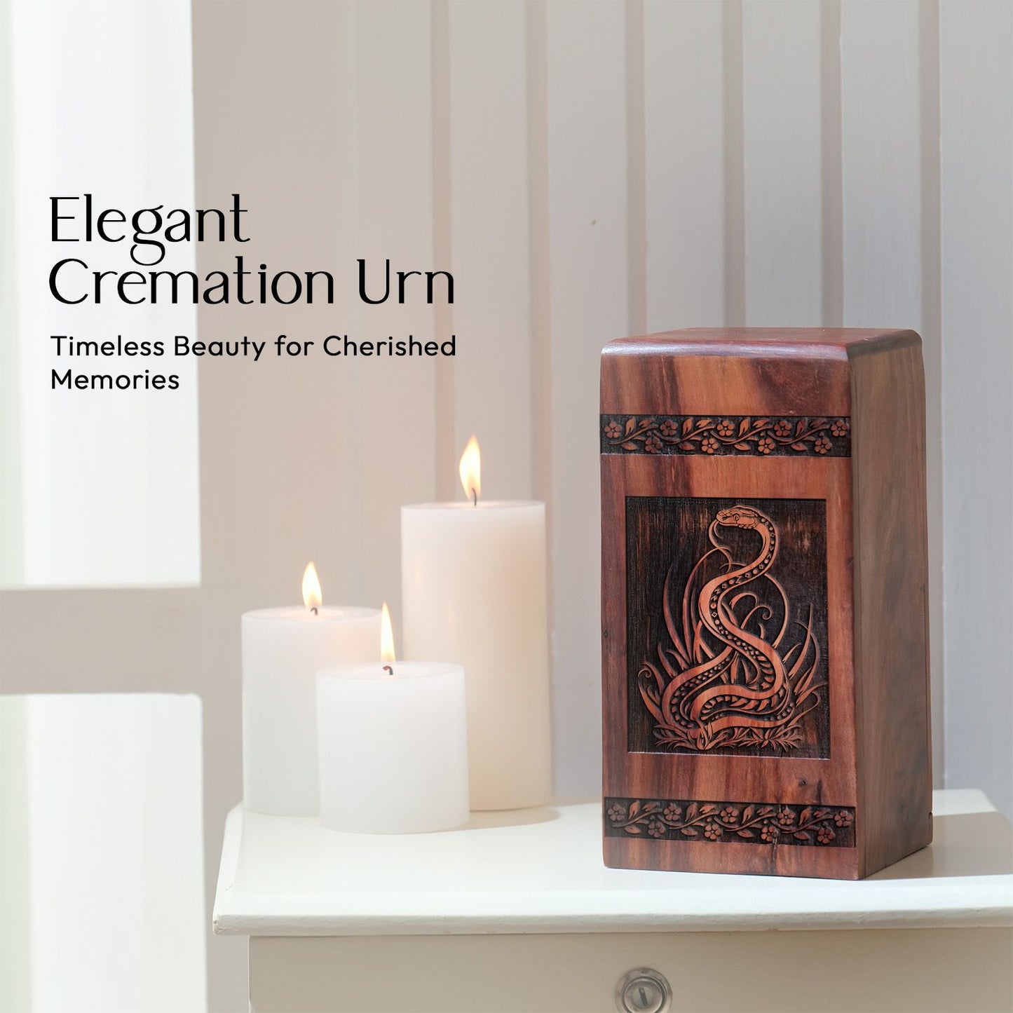 Snake Wooden Large Cremation Urn - Memorial Keepsake