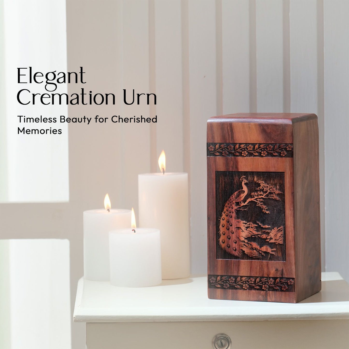 Tiger Wooden Urn for Human Ashes – Memorial Box