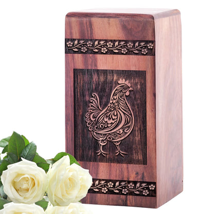 Memorial Chicken Wooden Cremation Urn for Adults and Pets