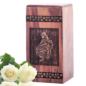 Handcrafted Wooden Chicken Urn for Human Ashes Keepsake