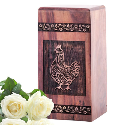 Small Handmade Wooden Chicken Urn for Ashes Keepsake