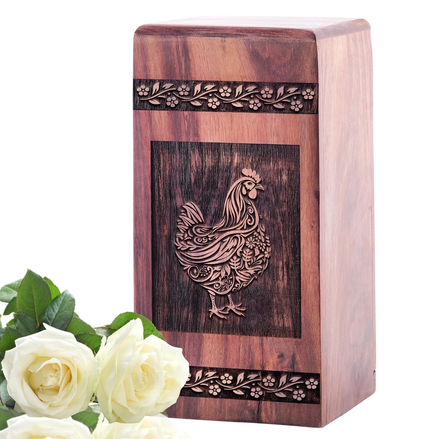 Wooden Chicken Memorial Urn Box for Adult Ashes