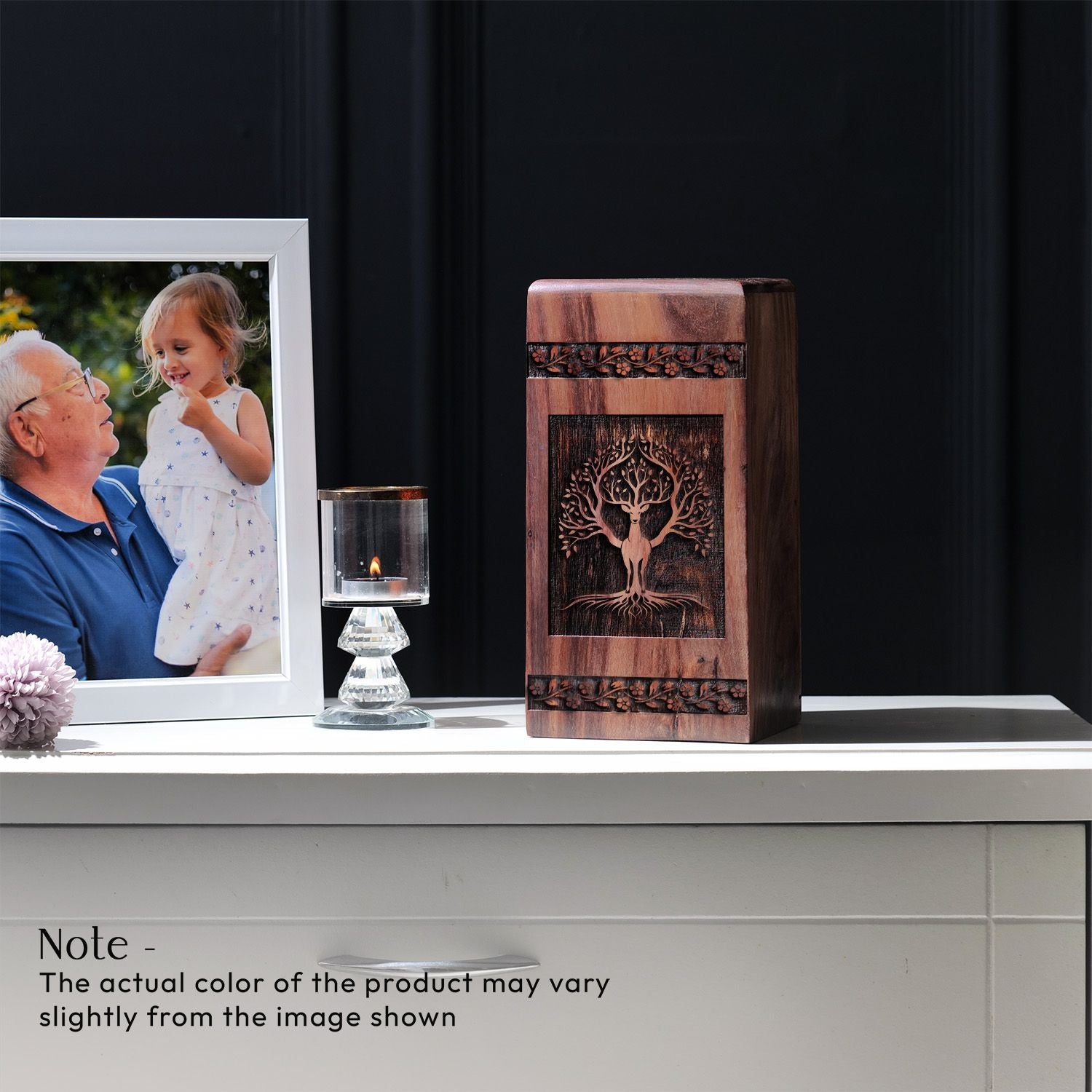Beautiful Wooden Deer Urn for Human Cremation Ashes