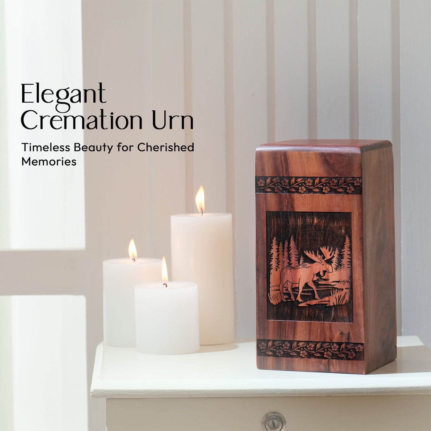 Handmade Wooden Deer Funeral Urn for Cremation Ashes