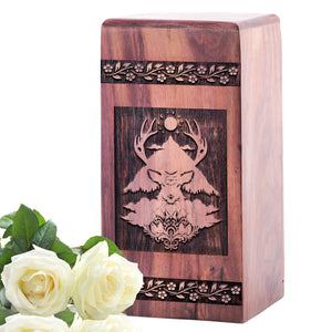 Unique Handmade Wooden Deer Urn for Adult Cremation Ashes