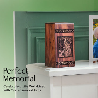 Peacock Urn Size 11.25 Inch 11.25”(H) x 6.25”(W) x 6.25”(L)