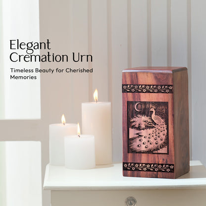 Peacock Urn Size 10 Inch 10”(H) x 5.5”(W) x 5.5”(L)