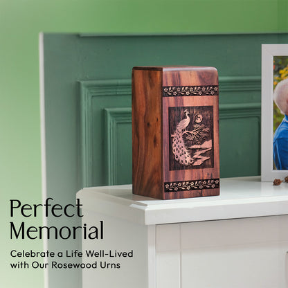 Peacock Urn Size 11.25 Inch 11.25”(H) x 6.25”(W) x 6.25”(L)