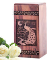 Handmade Wooden Peacock Urn for Adult Cremation Ashes