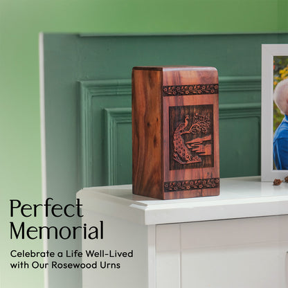 Peacock Urn Size 11.25 Inch 11.25”(H) x 6.25”(W) x 6.25”(L)