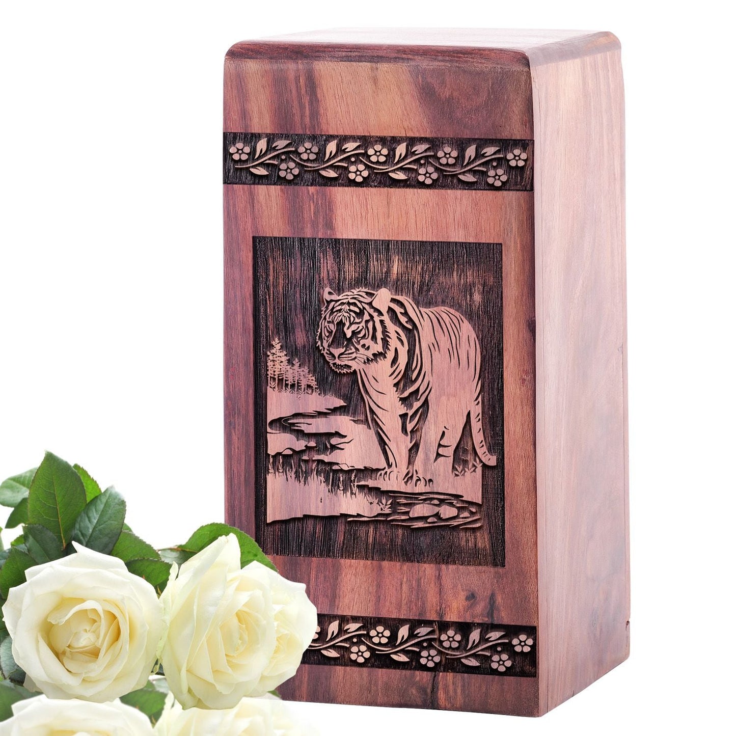 Decorative Wooden Tiger Funeral Urn for Human Ashes