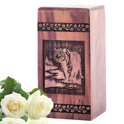 Decorative Wooden Tiger Funeral Urn for Human Ashes