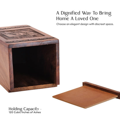Wooden Tiger Keepsake Urn for Human Cremation Ashes