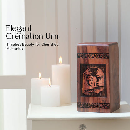 Wooden Tiger Keepsake Urn for Human Cremation Ashes