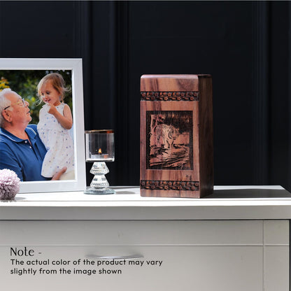 Small Wooden Tiger Cremation Urn for Keepsake Ashes