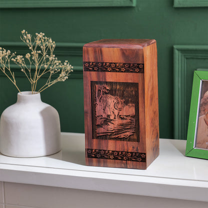 Tiger Urn Size 14 Inch 14”(H) x 7.5”(W) x 7.5”(L)