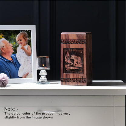 Beautiful Wooden Tiger Urn for Human Ashes Memorial