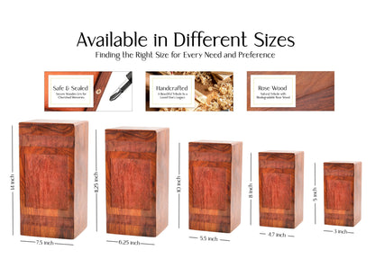 Medium Wooden Tiger Cremation Urn for Keepsake Ashes