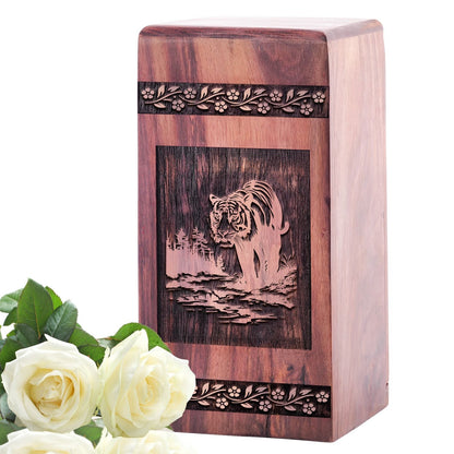 Decorative Wooden Tiger Memorial Urn for Human Ashes