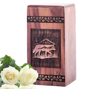 Unique Wooden Fox Cremation Urn for Human Ashes