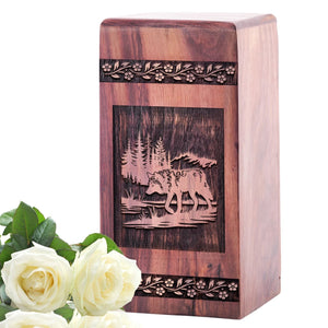 Unique Wooden Fox Funeral Urn for Human Ashes