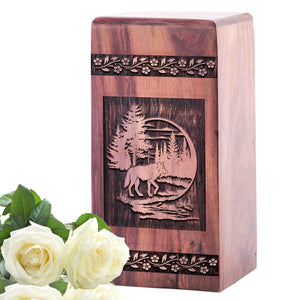 Beautiful Wooden Fox Keepsake Urn for Human Ashes