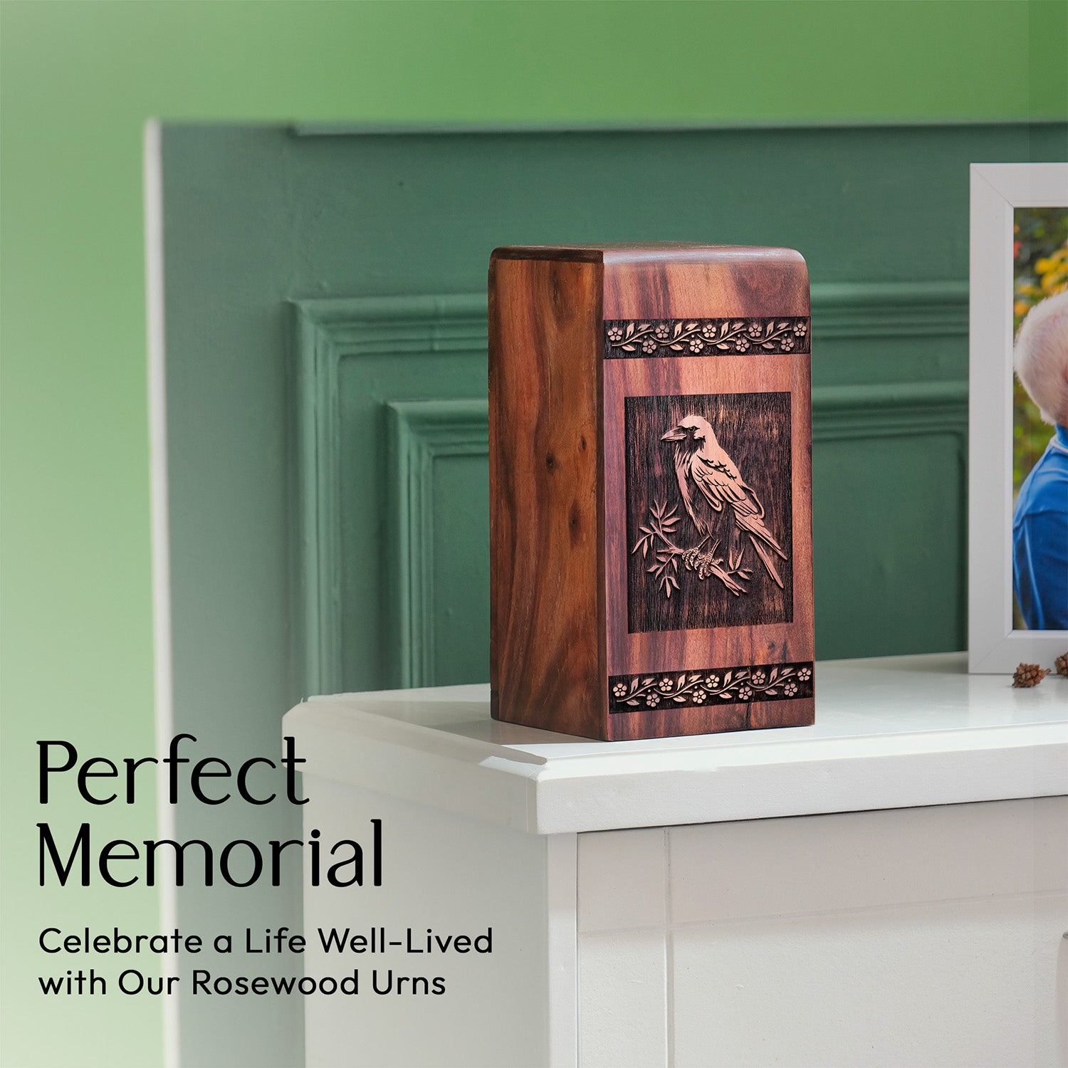 crow Urn Size 11.25 Inch 11.25”(H) x 6.25”(W) x 6.25”(L)