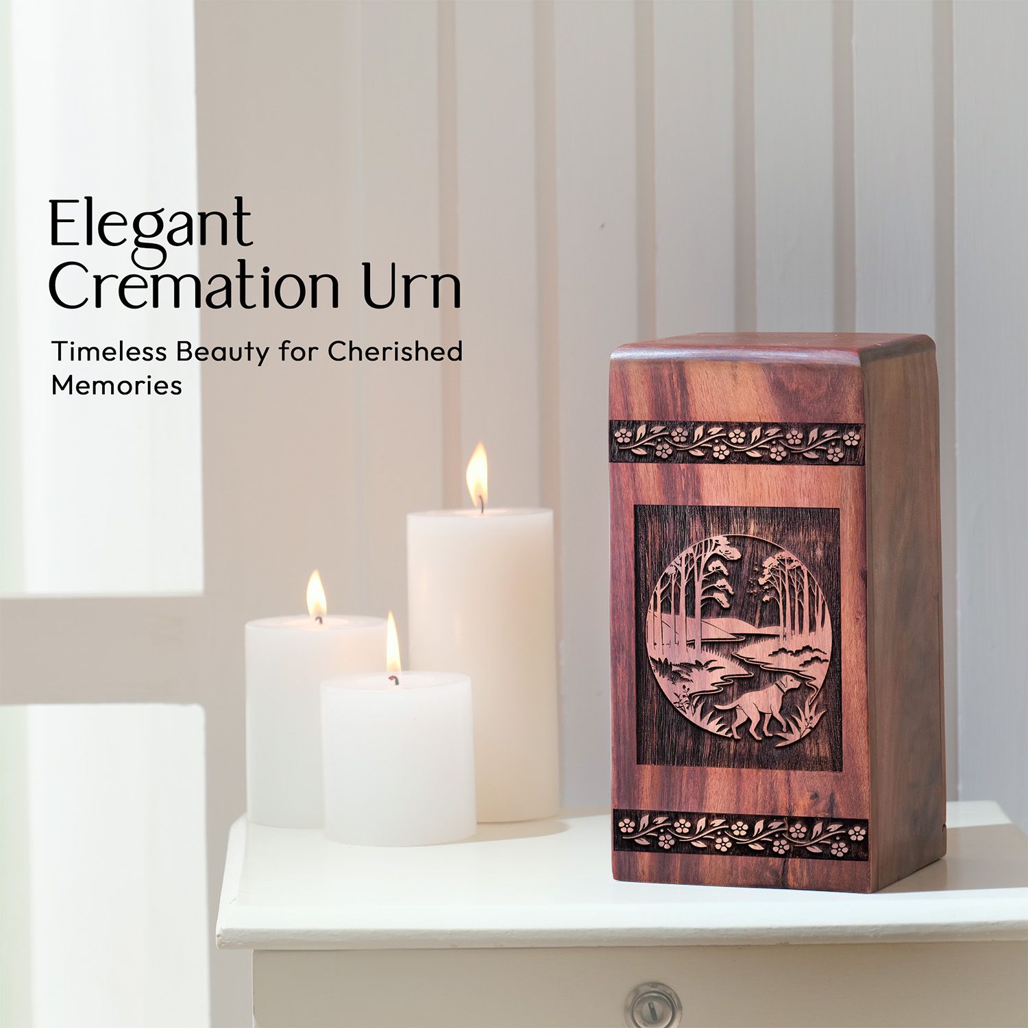 Handmade Wooden Dog Cremation Urn for Human Ashes