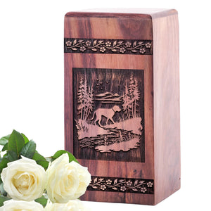 Decorative Wooden Dog Cremation Urn for Memorial Ashes