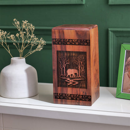 Elephant Urn Size 14 Inch 14”(H) x 7.5”(W) x 7.5”(L)