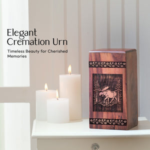 Unique Wooden Moose Walking Urn for Cremation Ashes