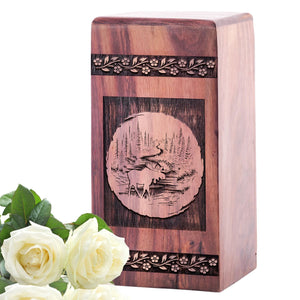 Large Wooden Moose Walking Memorial Urn for Human Ashes Urn