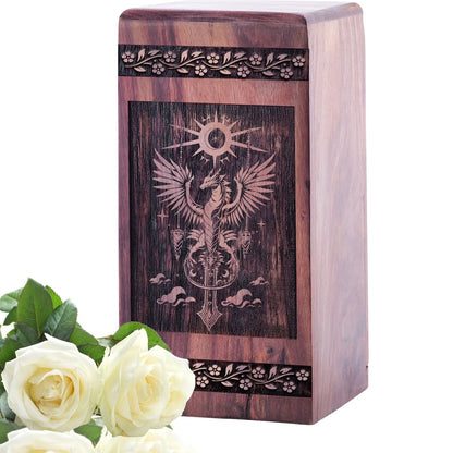 Large Wooden Dragon Funeral Urn for Memorial Ashes