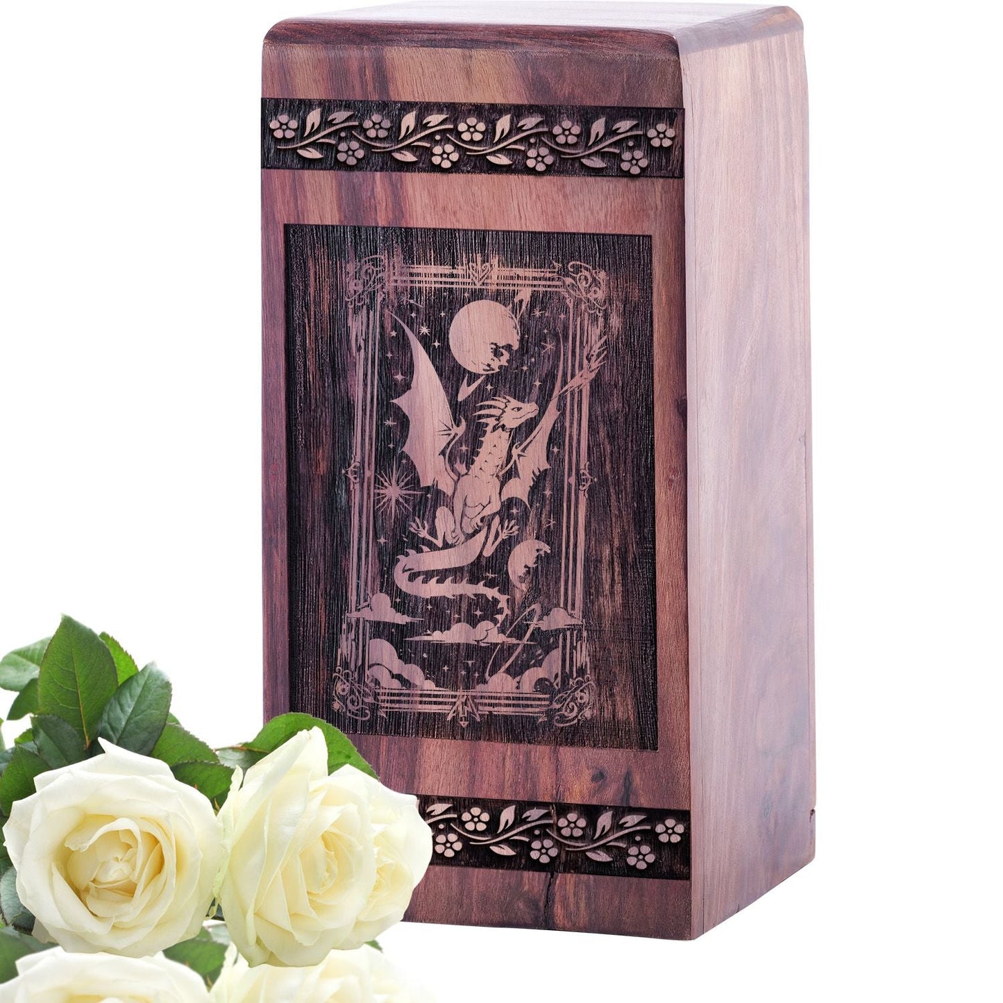 Decorative Wooden Dragon Funeral Urn for Human Ashes
