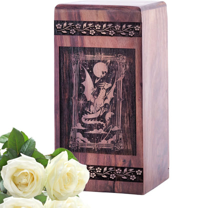 Decorative Wooden Dragon Funeral Urn for Human Ashes