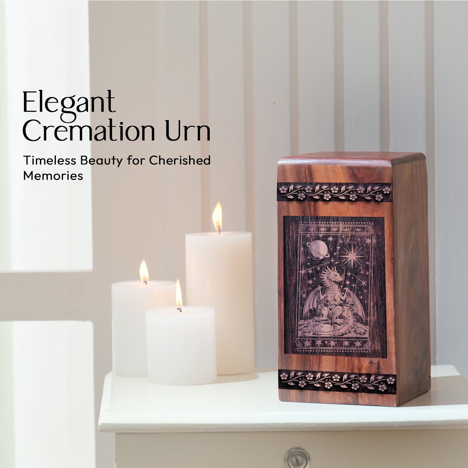Beautiful Wooden Dragon Keepsake Urn for Cremation Ashes
