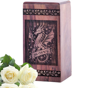 Unique Wooden Dragon Urn for Cremation Memorial Ashes