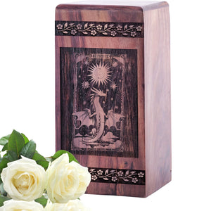 Large Wooden Dragon Memorial Urn for Adult Cremation Ashes