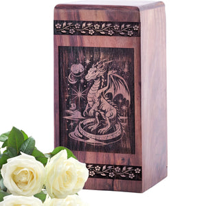 Beautiful Wooden Dragon Funeral Urn for Human Cremation Urn